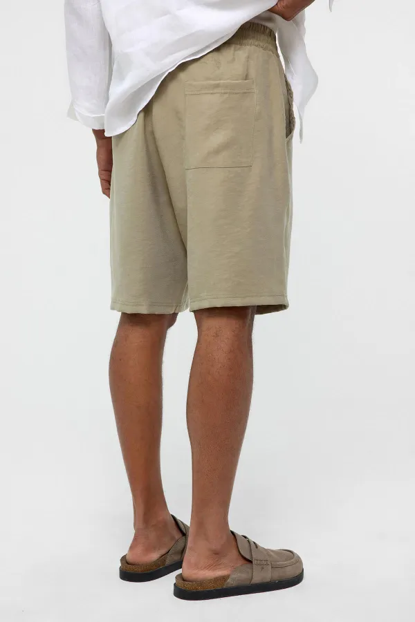 Oversize Modal Kumaş Bermuda Şort Haki