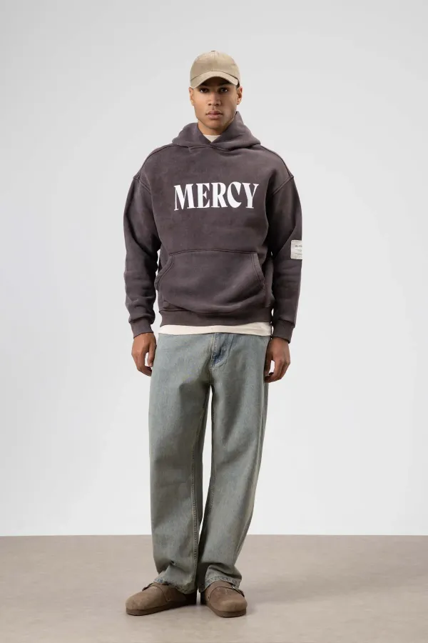 Card Detail Washed Oversize Sweatshirt Coffee