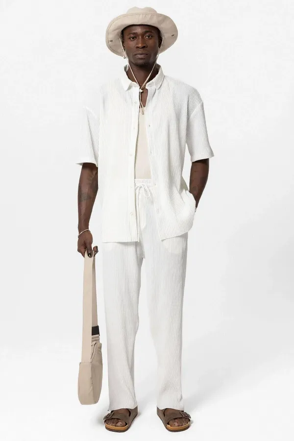 Ensemble ottoman surdimensionné basique blanc