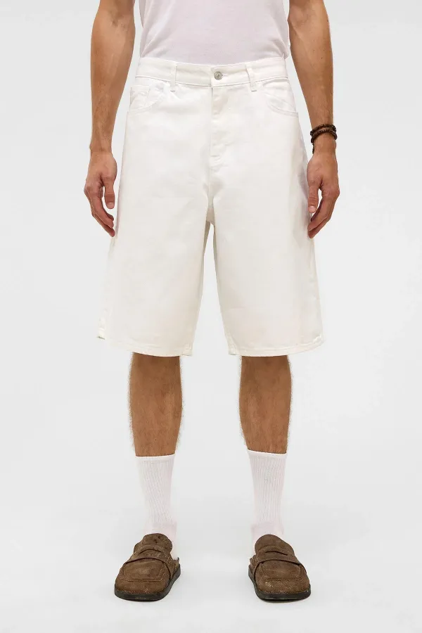 Oversize Bermuda Denim Shorts, Ecru