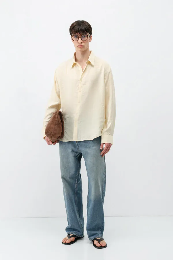 Chemise oversize jaune en modal