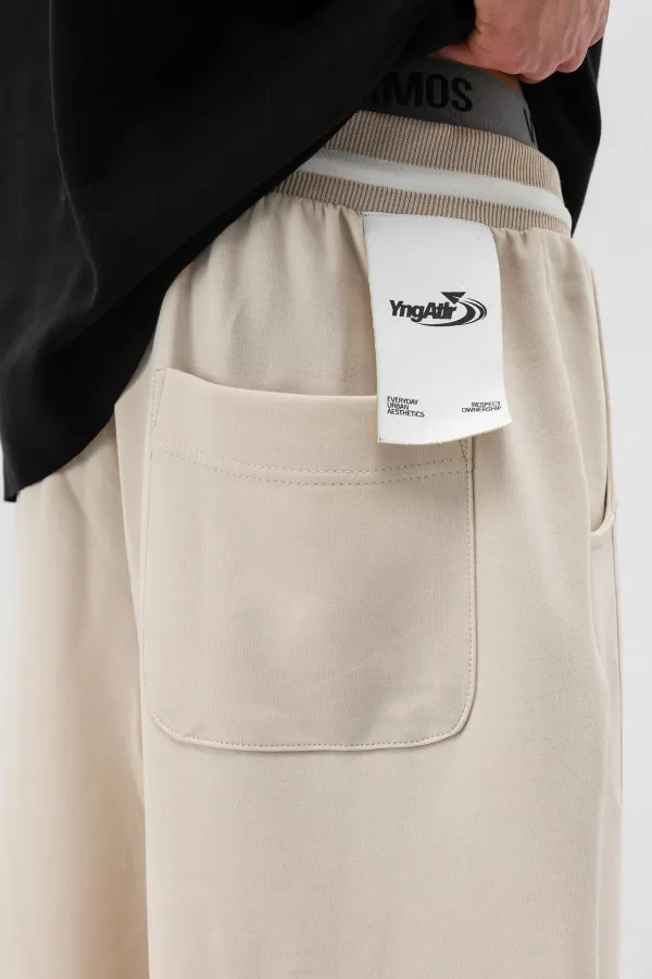 Bağcıklı Baggy Fit Eşofman Alt Taş