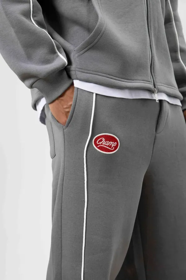 Çizgi Detaylı Oversize Eşofman Takım Füme