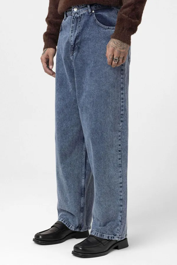 Super Baggy Fıt Jean Mavi Melanj