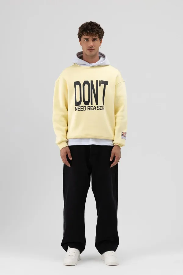 Sweat-shirt oversize imprimé bicolore jaune