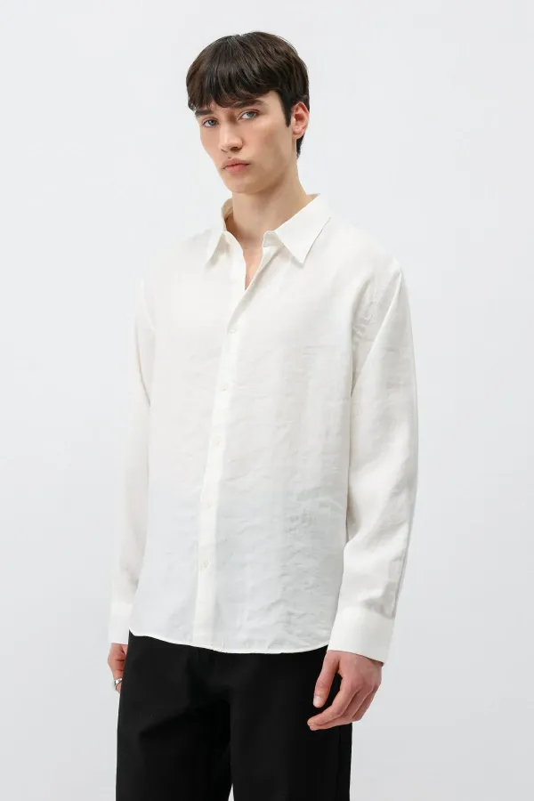 Chemise oversize en modal, écru