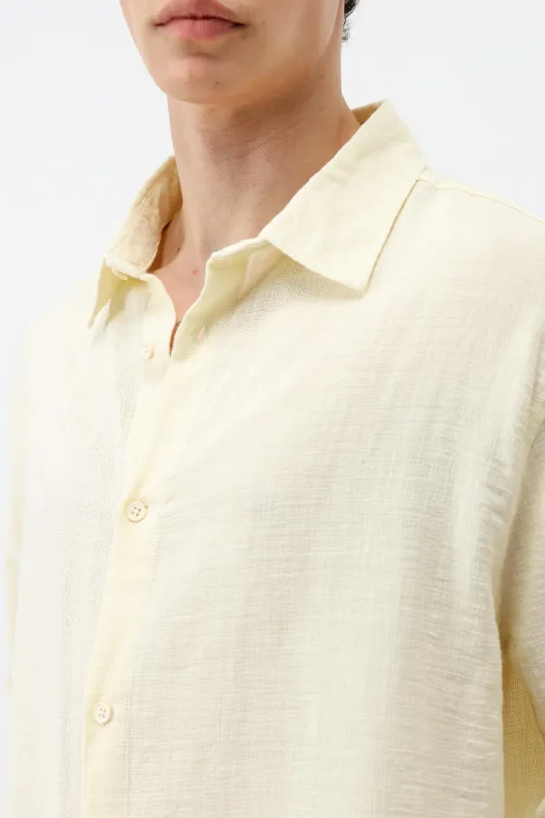 Uzun Kollu Basic Oversize Gömlek Sarı