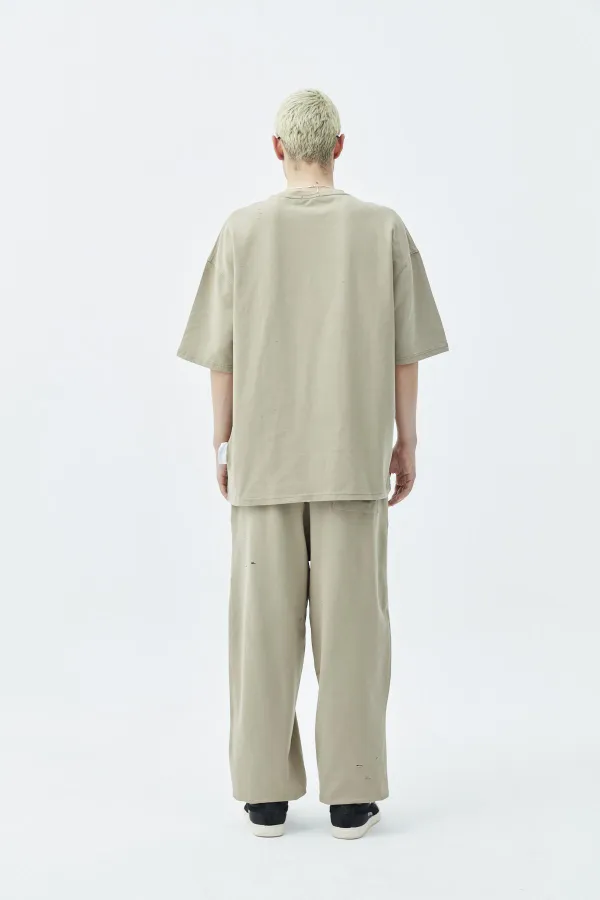 Delik Detaylı Oversize Eşofman Takım Vizon