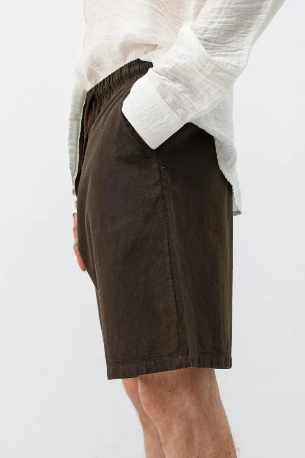 Oversize Keten Şort Kahve