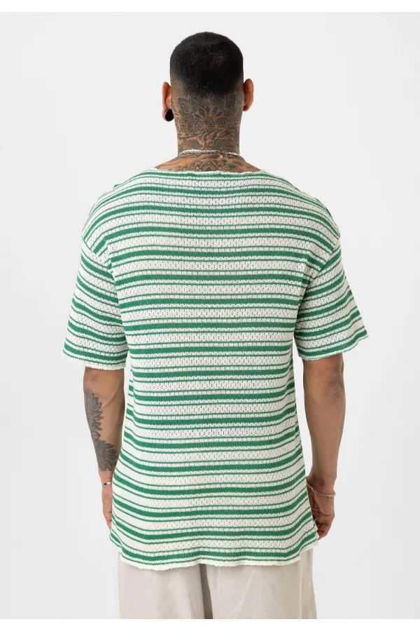 T-shirt en maille rayée oversize Benetton