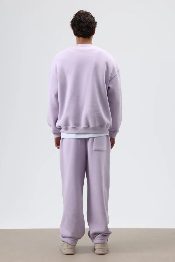 Sweat-shirt basique oversize délavé lilas