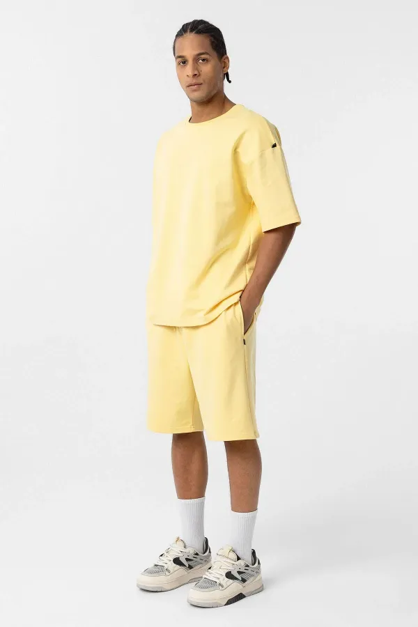 Basic Oversize Şort Takım Sarı