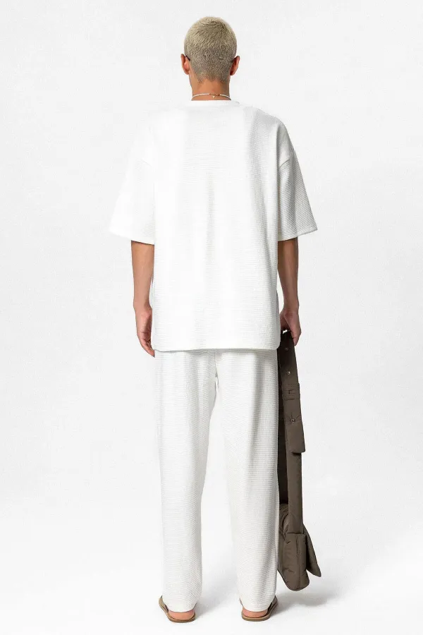 Oversize Basıc Triko Eşofman Takım Ekru Oversize Basıc Triko Eşofman Takım Ekru