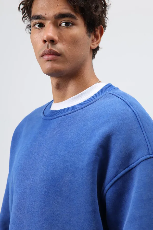 Sweat-shirt basique oversize délavé bleu marine