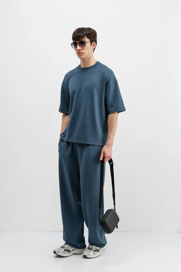 Modal Karışımlı Oversize Tişört İndigo