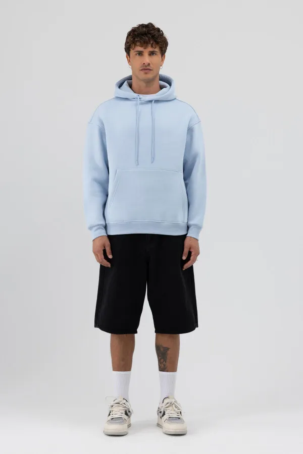 Sweat à capuche basique oversize bleu ciel