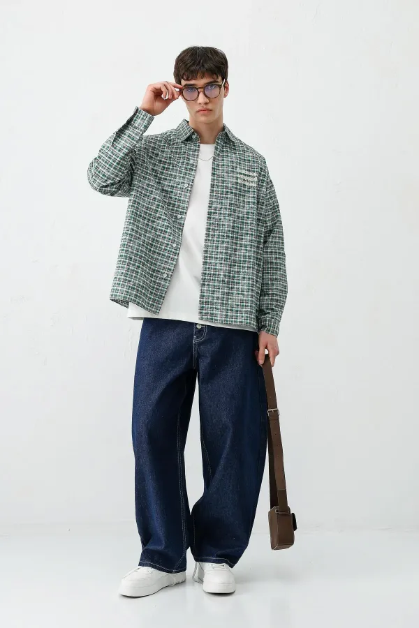 Uzun Kollu Kareli Gömlek Nefti