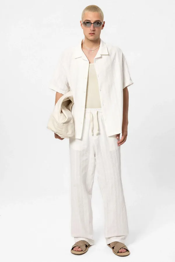 Basic Shirt and Bottom Set in White