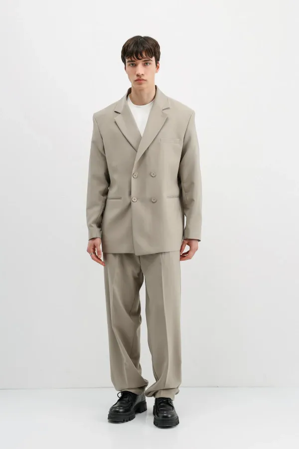 Costume croisé oversize, beige