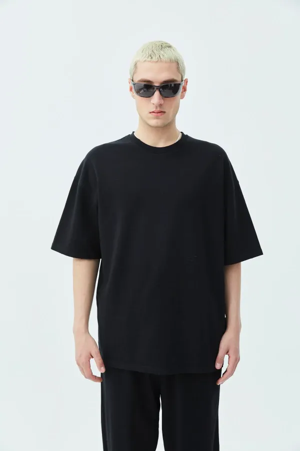 Delik Detaylı Oversize Eşofman Takım Siyah