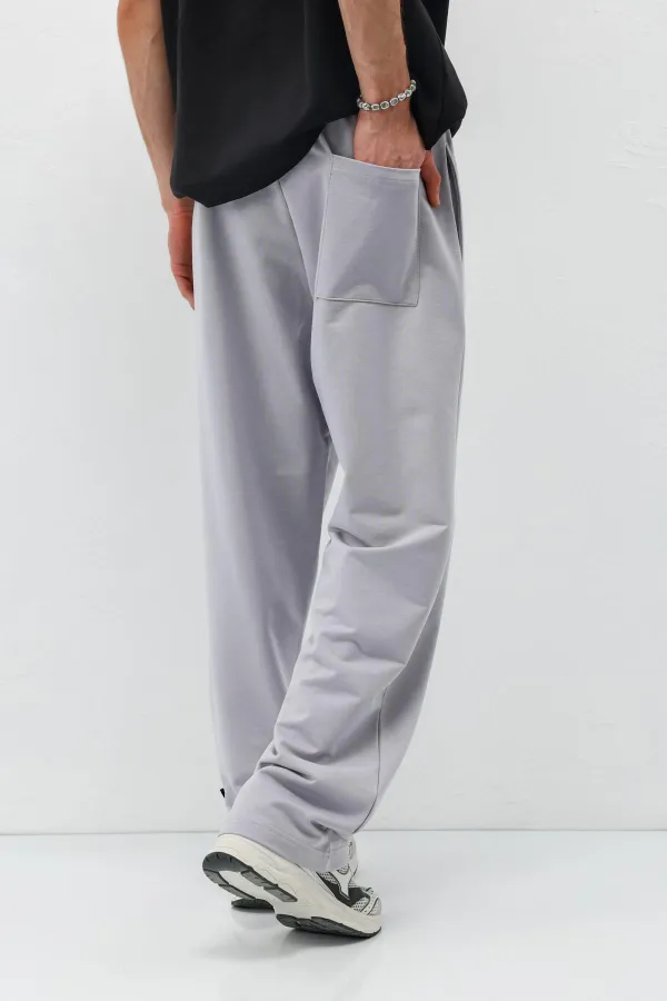 Basic Bel Lastikli  Eşofman Alt Gri Melanj