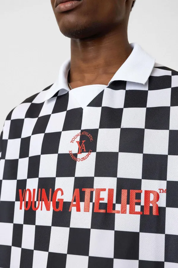 Oversize Polo Yaka Forma Tişört SİYAH/BEYAZ