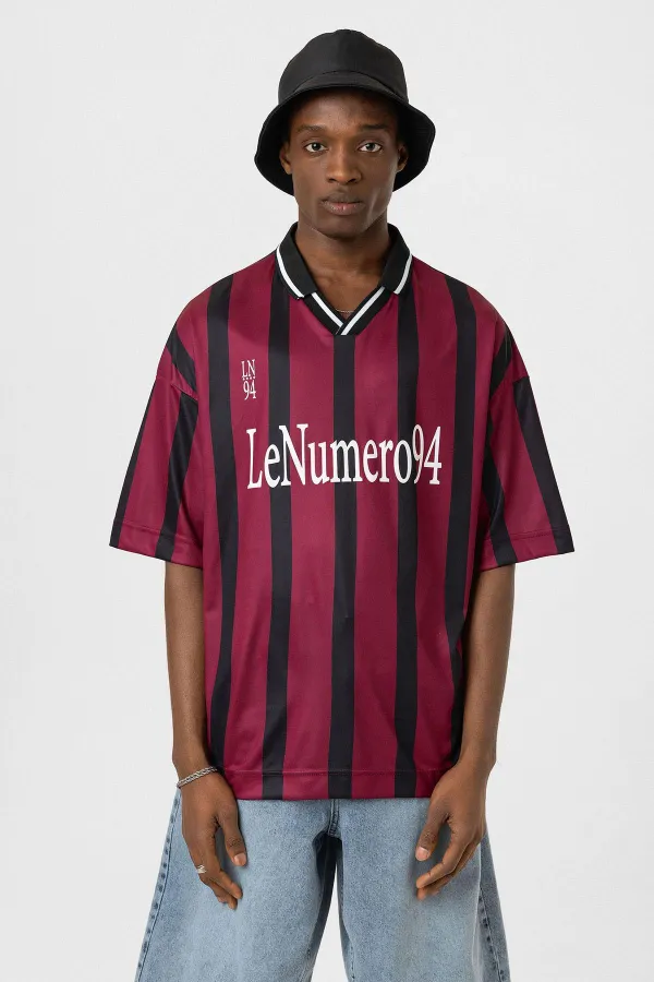 Oversize Printed Jersey T-Shirt, Burgundy