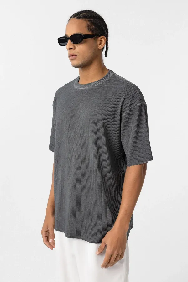 T-shirt noir oversize basique ottoman délavé