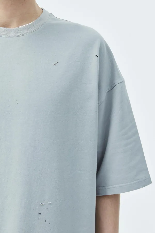 Delik Detaylı Oversize Eşofman Takım Gri