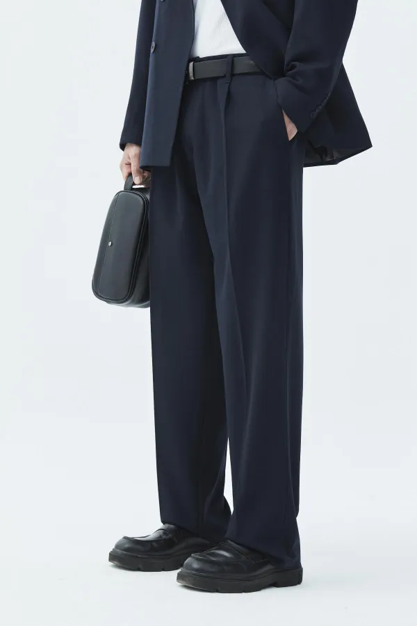 Costume croisé coupe décontractée, bleu marine