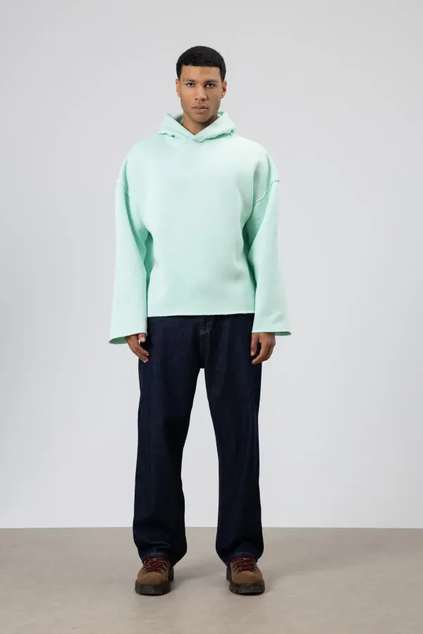 Basic Oversize Seamless Hooded Sweatshirt Mint