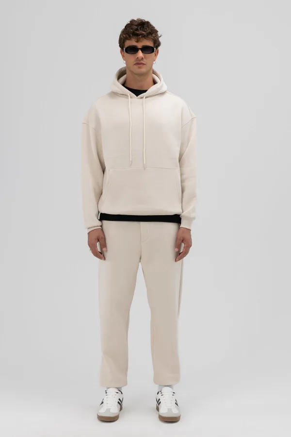 Basic Paça Lastikli Eşofman Alt Taş