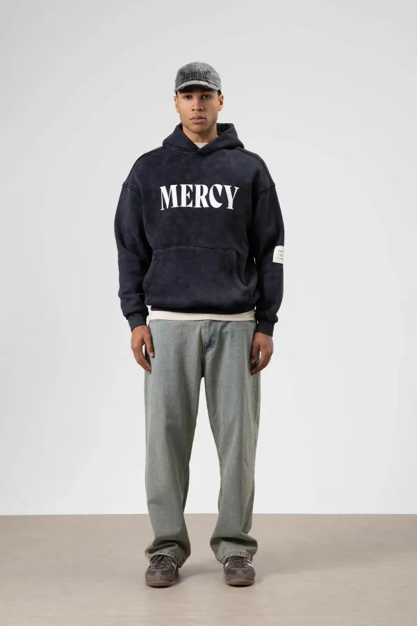 Kart Detaylı Yıkamalı Oversize Sweatshirt Siyah