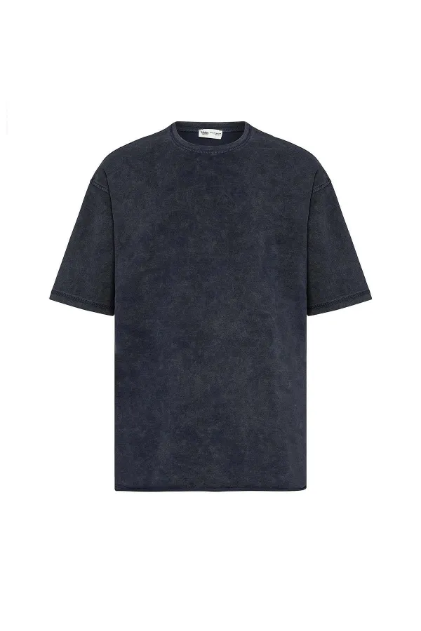T-shirt noir oversize basique délavé