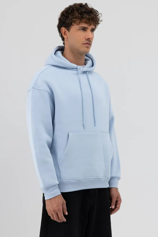 Sweat à capuche basique oversize bleu ciel