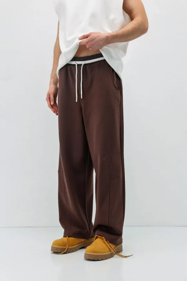 Bağcıklı Baggy Fit Eşofman Alt Kahve