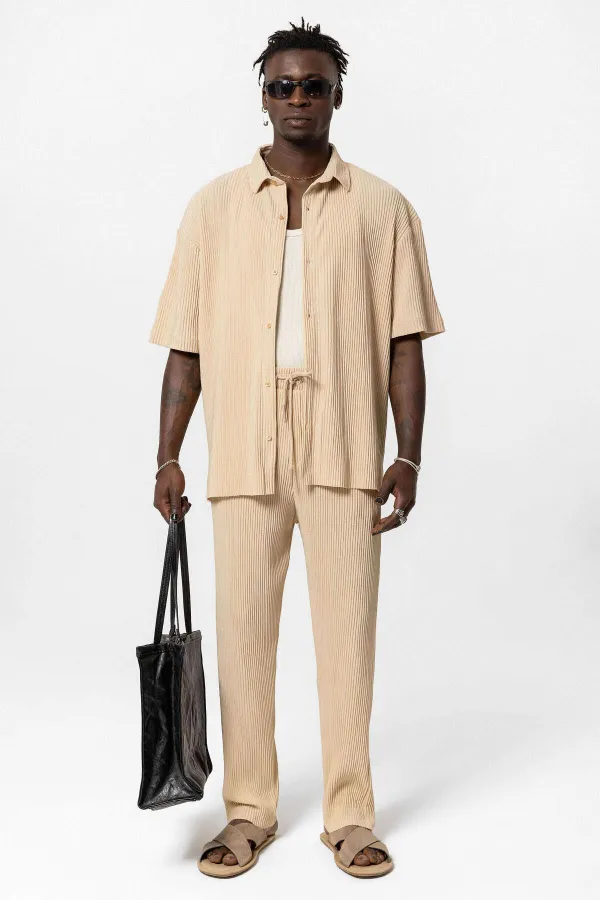 Basic Oversize Ottoman Takım Bej