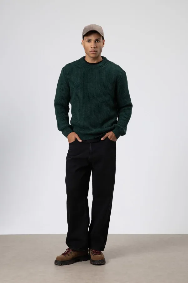 Bisiklet Yaka Oversize Triko Kazak Nefti