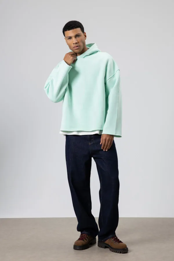 Basic Oversize Seamless Hooded Sweatshirt Mint