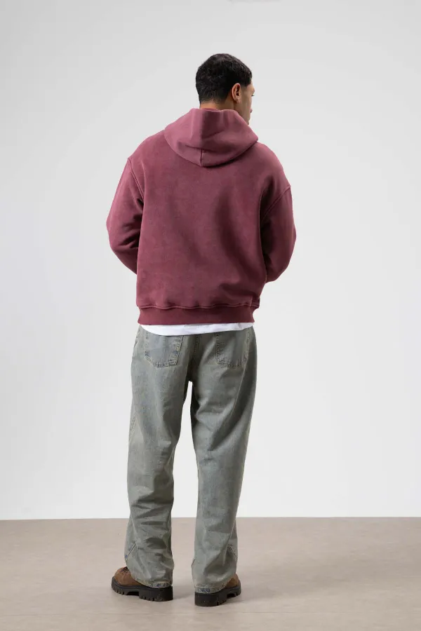 Sweat-shirt oversize délavé bordeaux