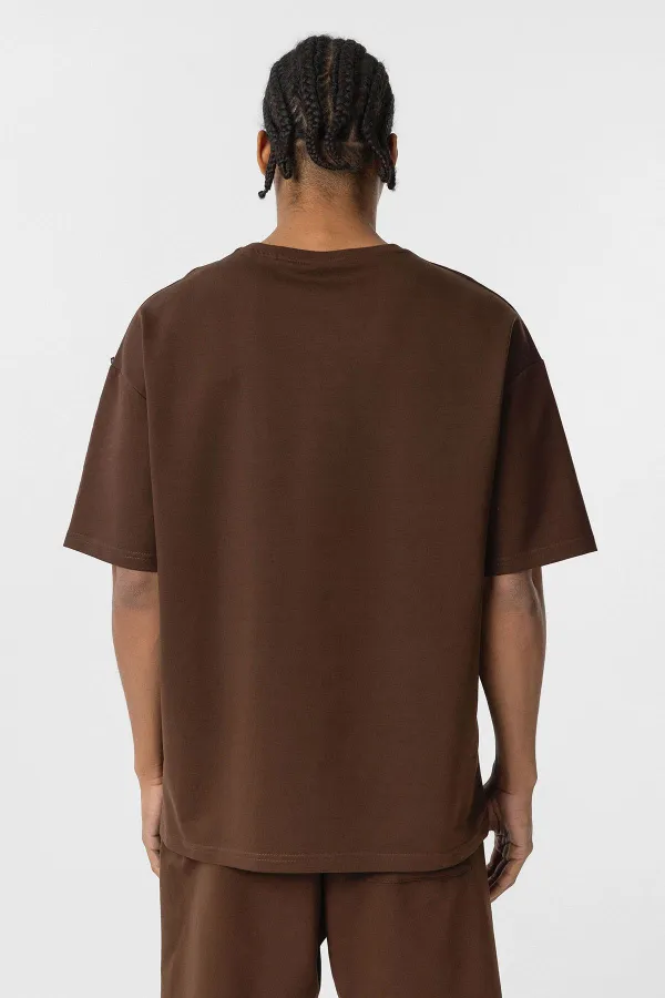 Basic Oversize Şort Takım Kahve