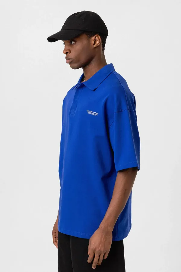 Polo Yaka Oversize Tişört Saks