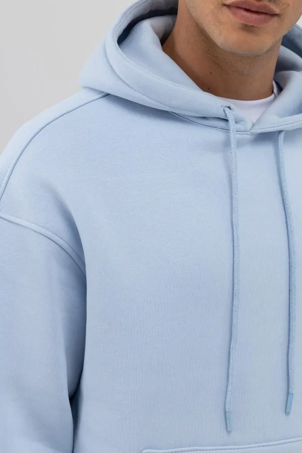 Sweat à capuche basique oversize bleu ciel