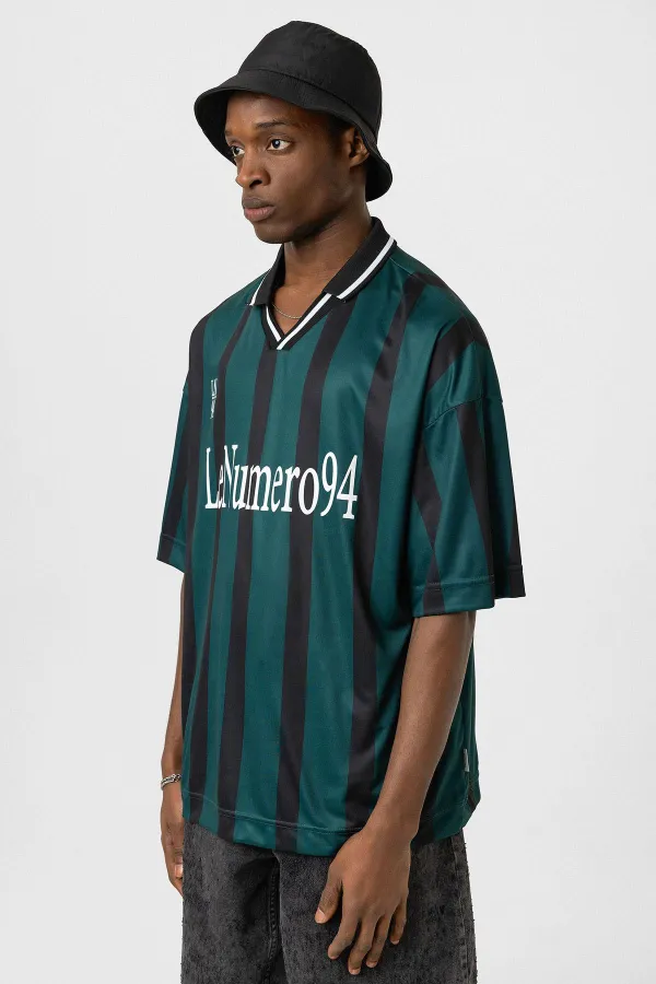 Oversize Printed Jersey T-Shirt, Dark Green