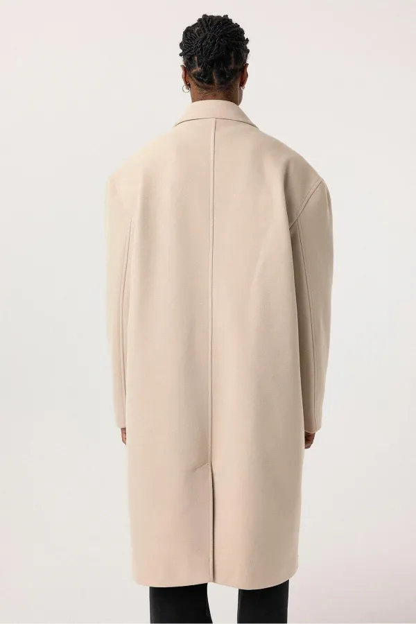 Oversize Uzun Kaşe Kaban Taş