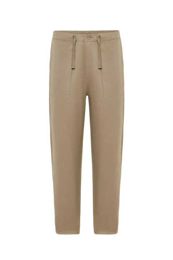 Baggy Fit Gabardine Trousers Tan