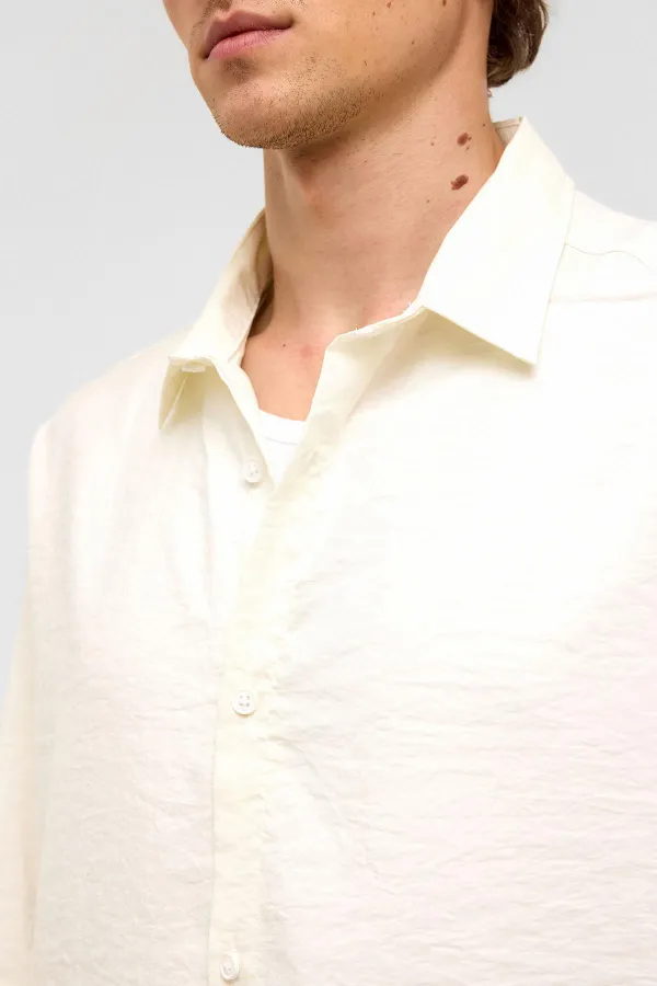 Chemise basique oversize à manches courtes en modal, écru