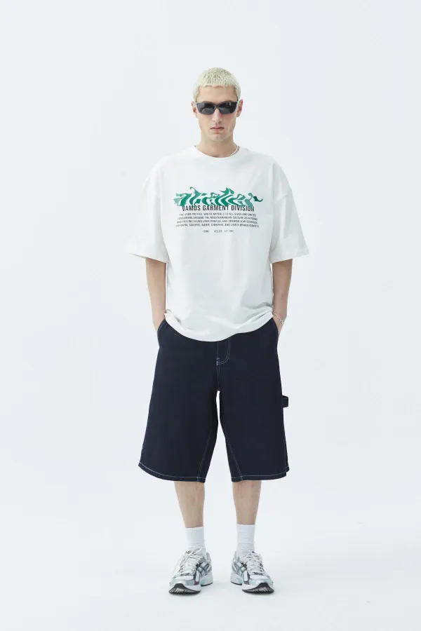 Atelier Kabartma Baskılı Oversize Tişört Ekru