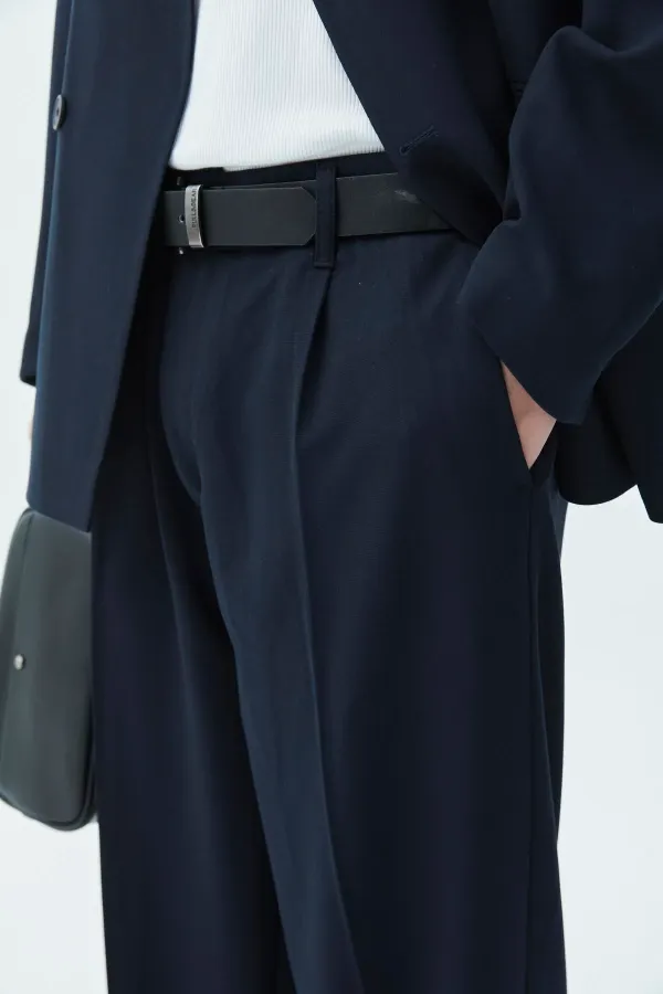 Costume croisé coupe décontractée, bleu marine