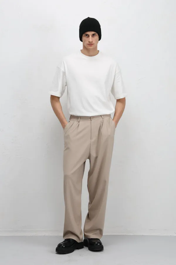 Baggy Fit Kumaş Pantolon Taş